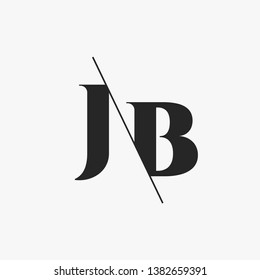 Initial Letter JB Monogram Sliced. Modern logo template isolated on gray background