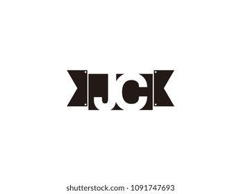 Initial letter jc black ribbon logo design