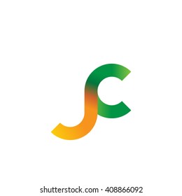 initial letter jc linked round lowercase logo orange green