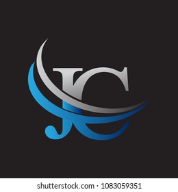 initial letter JC logotype company name colored blue and grey swoosh design. vector logo for business and company identity.
