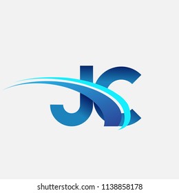 initial letter JC logotype company name colored blue and swoosh design. vector logo for business and company identity.

