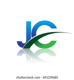 initial letter JC logotype company name colored blue and green swoosh design. vector logo for business and company identity.
