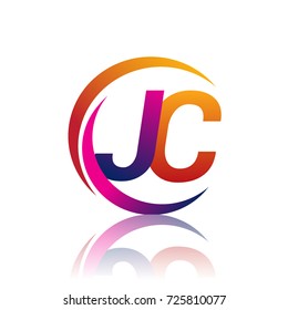 initial letter JC logotype company name orange and magenta color on circle and swoosh design. vector logo for business and company identity.