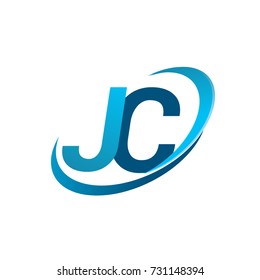 initial letter JC logotype company name colored blue swoosh design concept. vector logo for business and company identity.