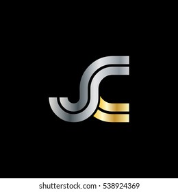 Initial Letter JC SC Linked Design Logo Silver Gold