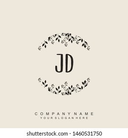 Initial letter JD beautiful handwriting logo vector template