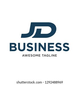 Initial Letter JD Business Logo Inspiration in Blue Color Design Template
