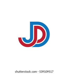 Initial Letter JD Linked Design Logo Blue Red