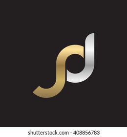initial letter jd linked round lowercase logo gold silver black background