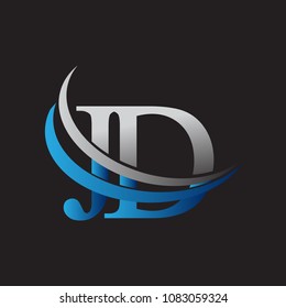 initial letter JD logotype company name colored blue and grey swoosh design. vector logo for business and company identity.