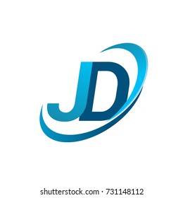 initial letter JD logotype company name colored blue swoosh design concept. vector logo for business and company identity.