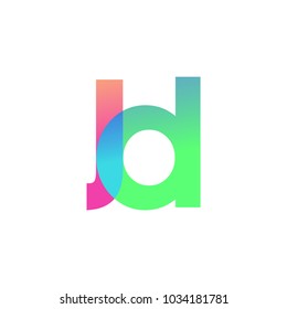 Initial Letter JD Lowercase Logo green, pink and Blue, Modern and Simple Logo Design.