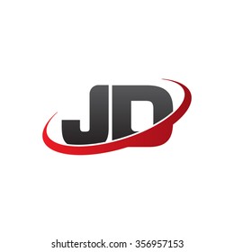 initial letter JD swoosh ring company logo red black