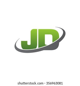 initial letter JD swoosh ring company logo green gray