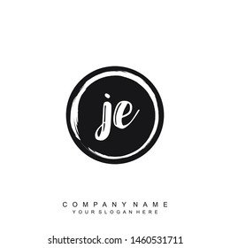 Initial letter JE beautiful handwriting logo vector template