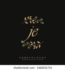 Initial letter JE beautiful handwriting logo vector template