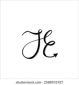 initial letter  je handwriting unique logo black