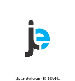 Initial Letter JE Linked Circle Lowercase Logo Black Blue Icon Design Template Element