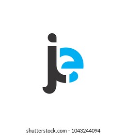 Initial Letter JE Linked Circle Lowercase Logo Black Blue Icon Design Template Element