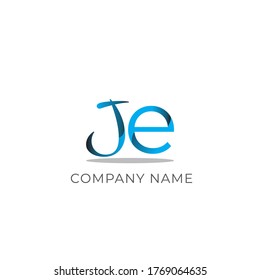 Initial Letter JE Linked Circle Logo  Blue Icon Design Template Element