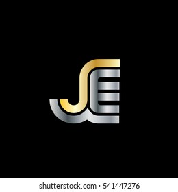 Initial Letter JE Linked Design Logo Gold Silver