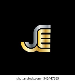 Initial Letter JE Linked Design Logo Silver Gold