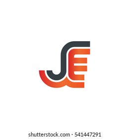 Initial Letter JE Linked Design Logo Black Orange