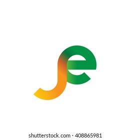 initial letter je linked round lowercase logo orange green