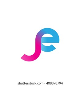 initial letter je linked round lowercase logo pink blue