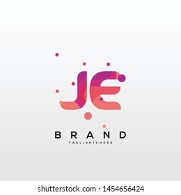 Initial letter JE logo with colorful background, letter combination logo design for creative industry, web, business and company. - Vector