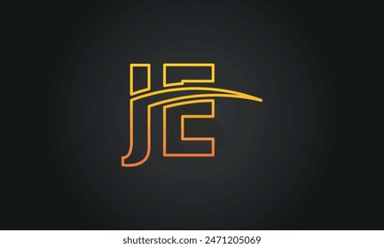 Initial Letter JE Logo Design With Swoosh. Creative And Modern JE Logo Design on Black Background.