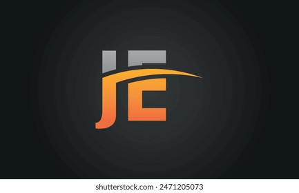 Initial Letter JE Logo Design With Swoosh. Creative And Modern JE Logo Design on Black Background.