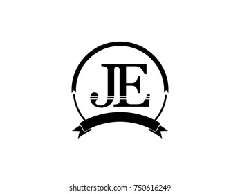 initial letter JE logo monogram retro black