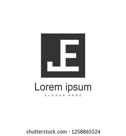 Initial Letter JE Logo template design. Minimalist letter logo vector design