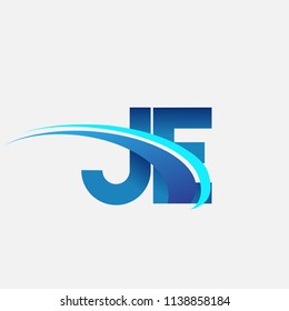 initial letter JE logotype company name colored blue and swoosh design. vector logo for business and company identity.
