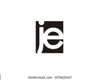 Initial letter je lowercase logo black and white