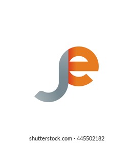 initial letter je modern linked circle round lowercase logo orange gray
