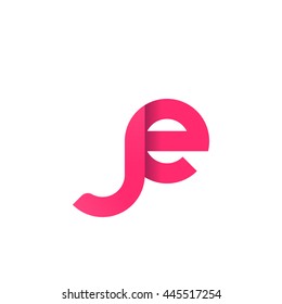 initial letter je modern linked circle round lowercase logo pink