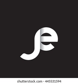 initial letter je modern linked circle round lowercase logo white black