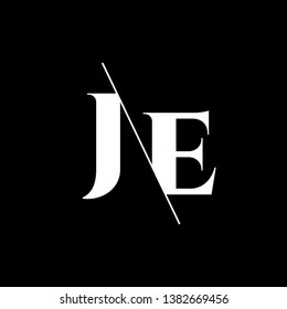 Initial Letter JE Monogram Sliced. Modern logo template isolated on black background