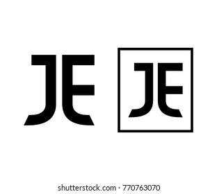 Initial Letter JE Monogram Square Modern Logo Symbol