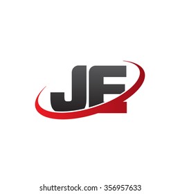 initial letter JE swoosh ring company logo red black