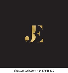 Initial letter je uppercase modern logo design template elements. Gold letter Isolated on black  background. Suitable for business, consulting group company.