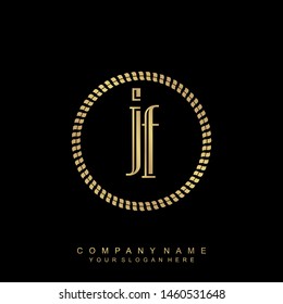 Initial letter JF beautiful handwriting logo vector template