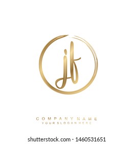 Initial letter JF beautiful handwriting logo vector template