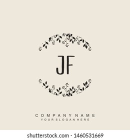 Initial letter JF beautiful handwriting logo vector template