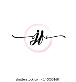 Initial letter JF beautiful handwriting logo vector template