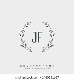 Initial letter JF beautiful handwriting logo vector template