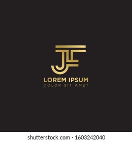 Initial Letter JF linked uppercase overlap modern gold logo vector design template. Suitable for business, consulting group company.