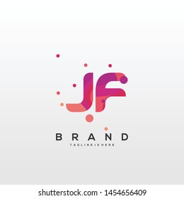 Initial letter JF logo with colorful background, letter combination logo design for creative industry, web, business and company. - Vector